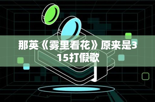 那英《雾里看花》原来是315打假歌